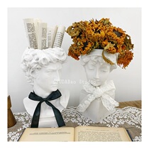 FUDABao) ins Creative portrait vase Nordic decorative ornaments Resin plaster vintage net red flower vase