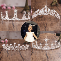 Korean childrens crown headdress Princess girl crown crystal performance Flower girl hair ornament Baby yellow crown girl hair band