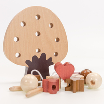 Prince mother childrens beaded toys Beech solid wood baby threading beads Early education educational toys for boys and girls