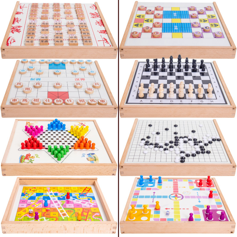 Beech Wood Flight Chess Five Chess Jump Chess 27 Hop 1 Multi-functional chess Children Puzzle Toys Big Game Chess