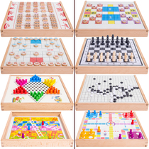 Beech Flying Chess Backgammon Checkers 27-in-1 Multi-function chess Childrens educational toys Big game chess