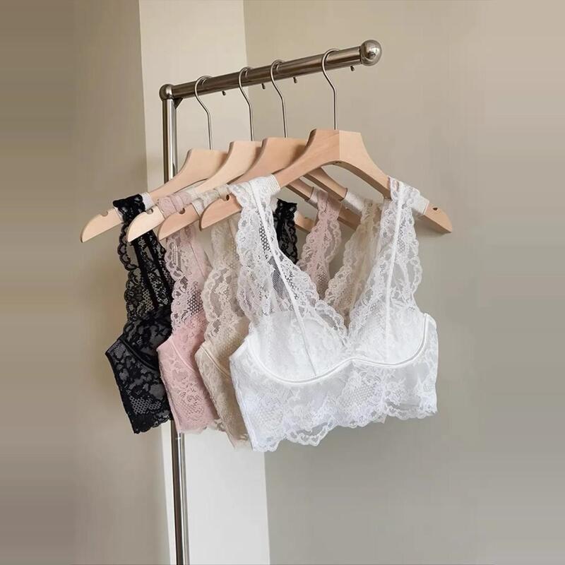 [Victoria] High-End Luxury Full Lace Pure Desire Lingerie Thin Sexy Wireless Vest Bra Set