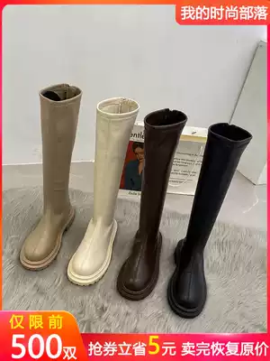 Fashion tribe no knee women's boots 2021 new summer white thick-soled long boots Spring and Autumn riding boots