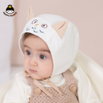 Korean newborn baby boys and girls cute little ears cartoon cotton lace hat baby hat spring and autumn