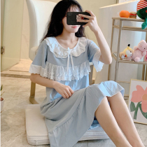 Japanese sweet princess nightgown girl Summer short sleeve cotton cute student new fresh summer home wear pajamas