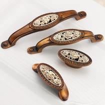 Cabinet Drawer Pull Handle American Carved Flower Ancient Silver Wardrobe Door Handle Simple Eu Style Cabinet Single Hole Small Handle