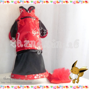 Pompom studio thủ công quần áo thú cưng Trung Quốc váy cưới Tang phù hợp với cặp vợ chồng Tang phù hợp với mèo lớn - Quần áo & phụ kiện thú cưng phụ kiện thú cưng