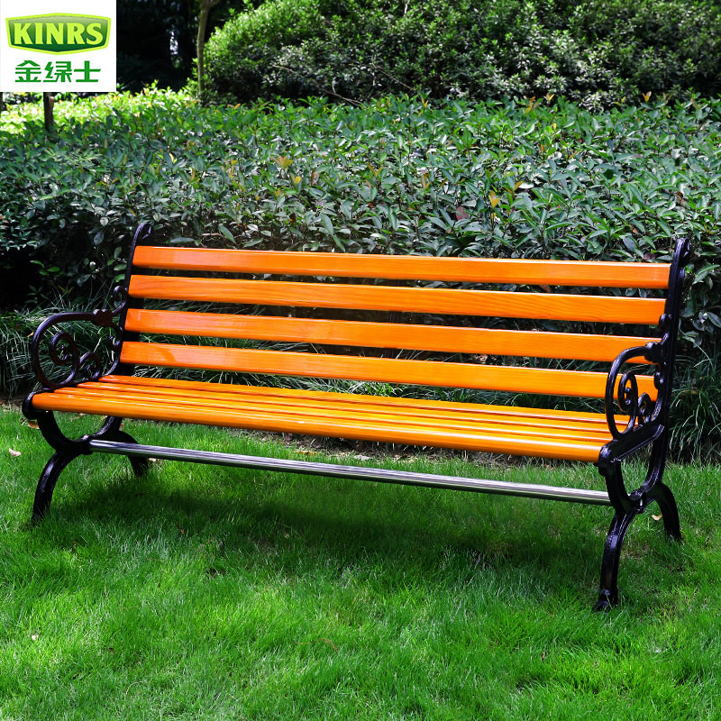 Cast iron aluminum foot wood plastic outdoor park chair leisure garden community bench square back chair bench spot factory price