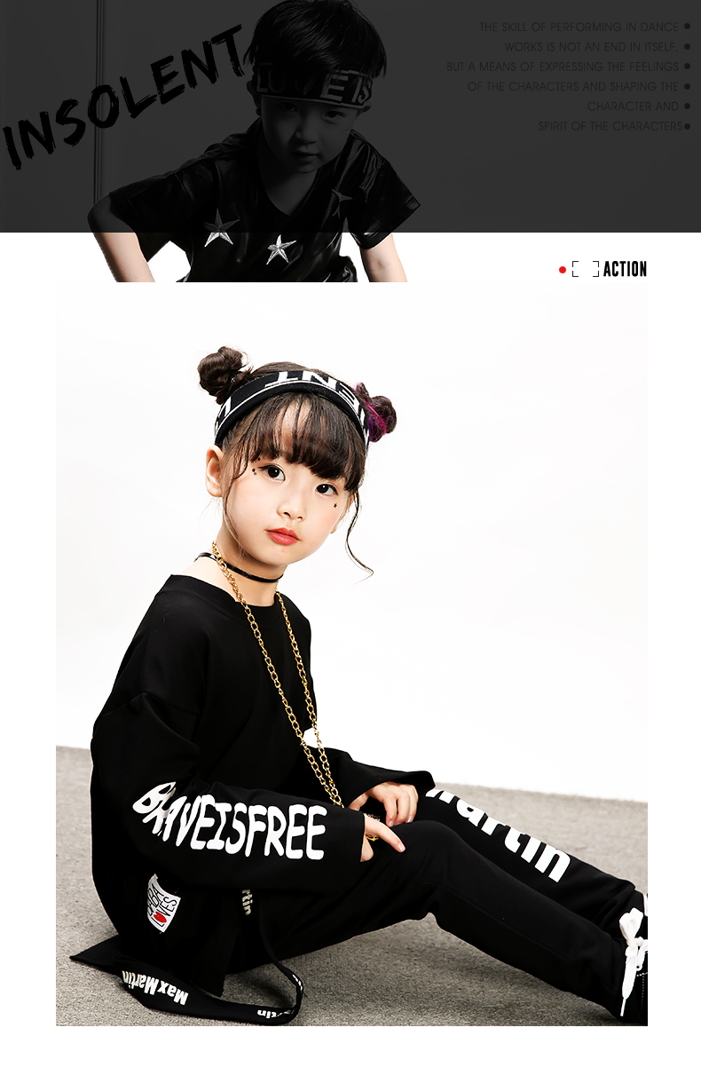 Trang phục khiêu vũ đường phố cho trẻ em Bộ áo dài cho bé gái Hip-Hop Trang phục khiêu vũ Jazz đồ đẹp cho bé gái