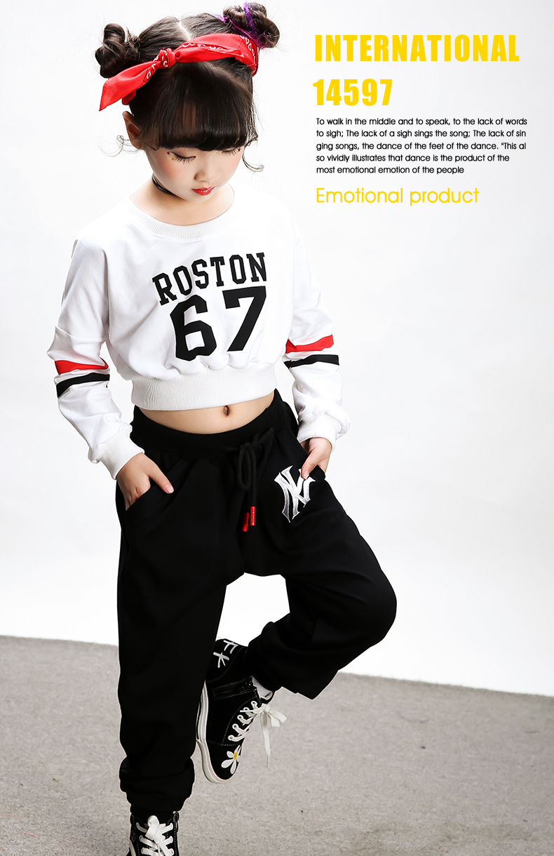 Cộng với nhung trẻ em trang phục khiêu vũ đường phố cô gái phù hợp với hip hop nhạc jazz khiêu vũ trẻ em trang phục biểu diễn hiphop trang phục rốn đồ bộ cho bé gái