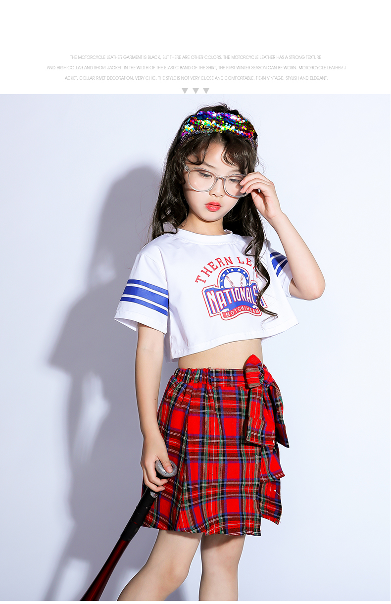 Trẻ em nhảy jazz trang phục cô gái hip-hop thiết lập trang phục trẻ em hip hop hiphop mùa hè cô gái tiếp xúc với quần áo rốn thời trang trẻ em nam