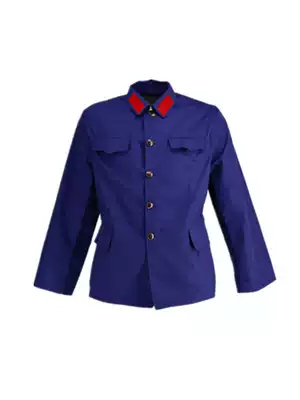 65-style sea blue clothing is indeed good polyester card polyester card top pants jacket old-fashioned overcoat loose grandpa outfit