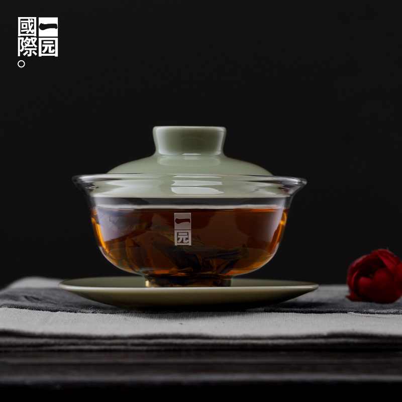 A garden international glass ceramic tureen three cups to use large kung fu tea tea, hand grasp to the bowl