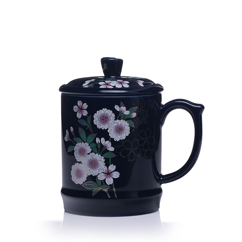 A garden international ceramic cups with cover with filtering office tea cups of domestic large capacity separation of tea cups