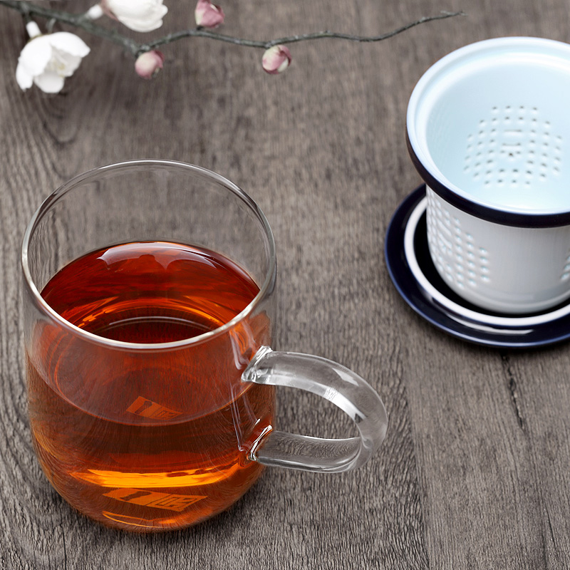 A garden international fashion three cups of glass and ceramic filter tea cup flower gift tea cups