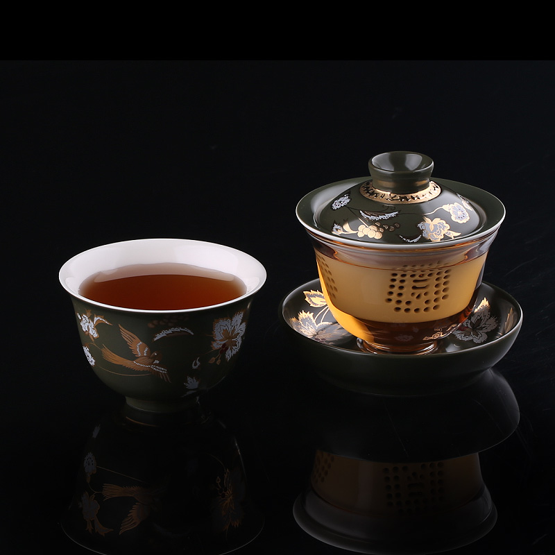 A garden international glass ceramic tureen tea cup combination large kung fu tea tea home only three teapots