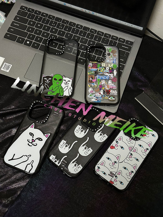 Cat Middle Finger Casetify RIPNDIP Painted Art Illustration 15, 14, 13, 12, 11 iPhone Case