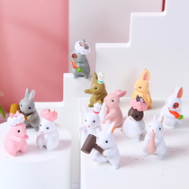 Simulation bunny small toy Exquisite animal model cartoon cute small mini landscape miniature Zodiac doll