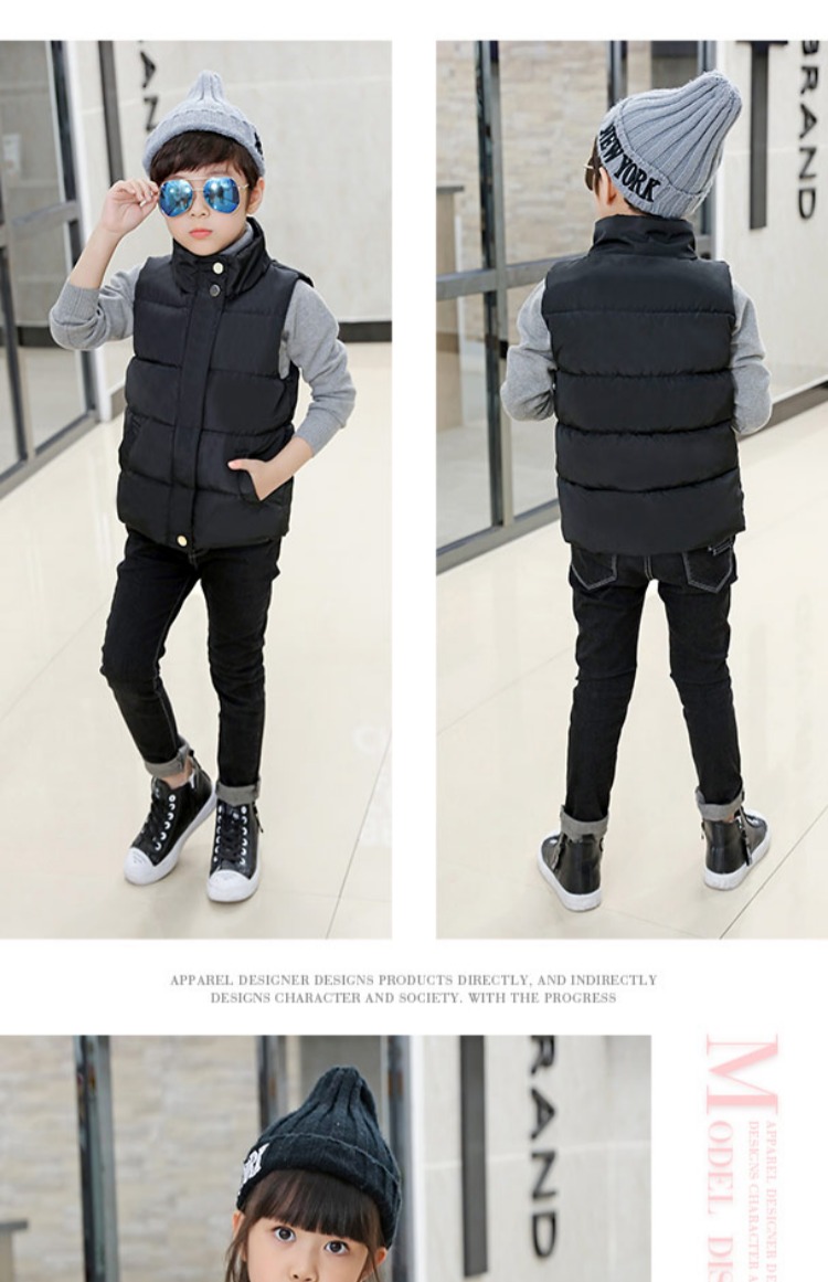 Cổ áo đứng trẻ em vest trong bé trai xuống cotton bé trai dày bé gái mùa thu và mùa đông mặc vest chống mùa áo gile trẻ em nam