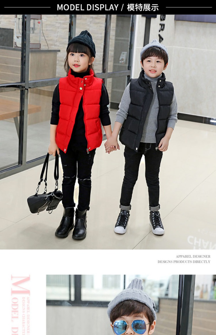 Cổ áo đứng trẻ em vest trong bé trai xuống cotton bé trai dày bé gái mùa thu và mùa đông mặc vest chống mùa áo gile trẻ em nam