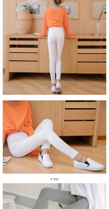 Quần legging mùa thu nữ mặc cotton cao eo Hàn chân hoang dã mùa đông dày phần chín quần rộng size đen