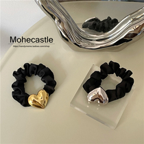 South Korea Ins Temperament Brief Metal Loving Hair Circle Large Intestine Ring Retro Style Hair Rope Tying Horsetail Head Rope Hair Accessories