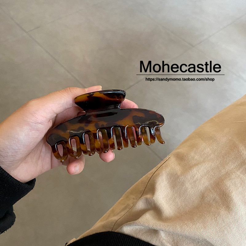 Mohe French retro tortoiseshell BAO WEN grab clip Korea back head hairpin girl bath ponytail grab clip hair accessories