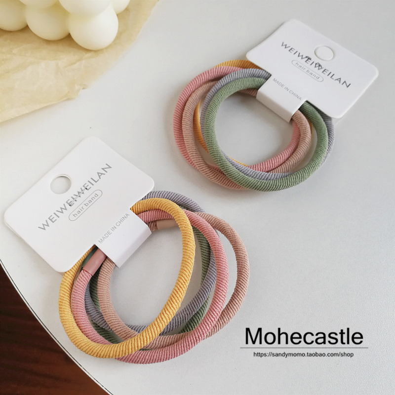 5 only fit ~ super cute macaron color series high elastic hair ring plus coarse hair ring tie horsetail hair ring leather rib leather ring female