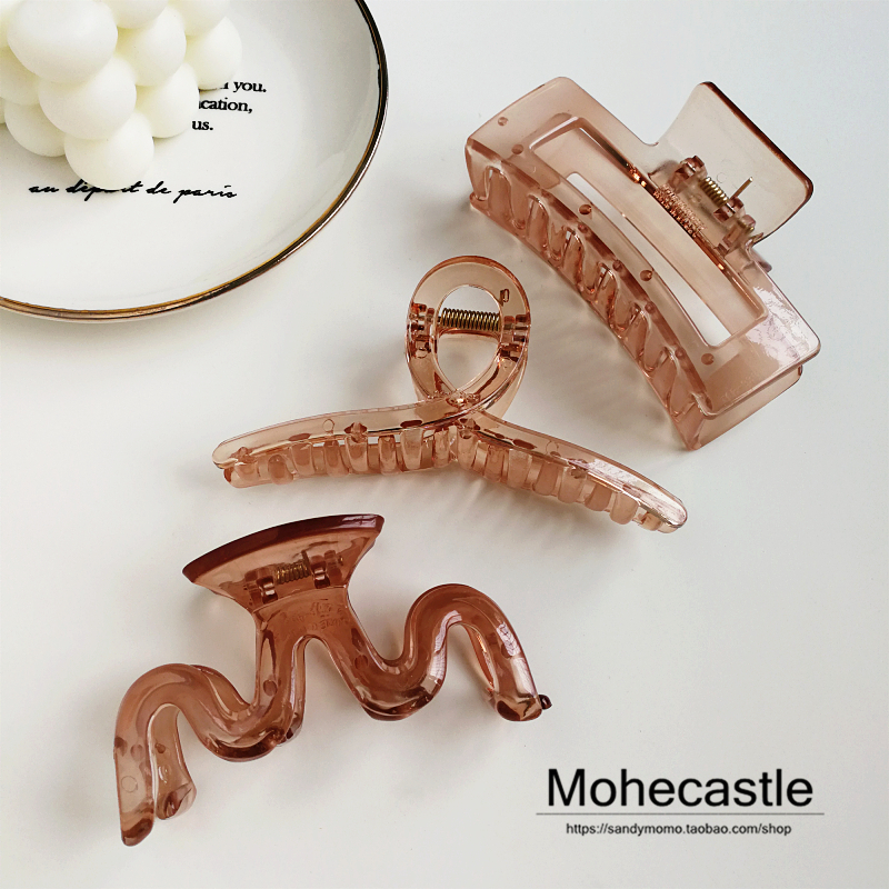 Super beautiful gradient black tea color ~ French temperament large grab behind the head grab and bath the hair clip