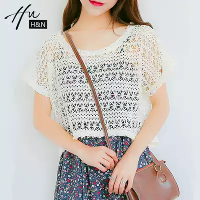 White lace blouse women's 2021 summer new temperament hollow crochet short loose all-match sunscreen clothes women's trend