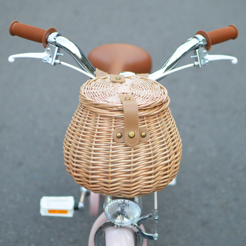 Retro Bike Basket Basket of basket Basket Rattan Chiliu Chicket With Lid Skateboard Electric Car Hang front bag Basket Head Basket