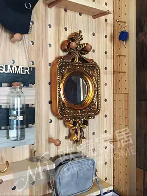 European-style wall hanging retro decoration mirror carved wall decoration living room background wall small size Baroque combination pendant