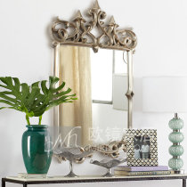 European retro court style decorative mirror Wall-mounted entrance mirror Carved antique fireplace mirror Bathroom mirror Dressing mirror