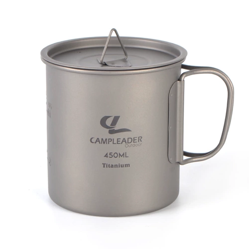 Портативная чашка на открытом воздухе может варить воду, сложенную питьевой чашкой, чашка дикого лагеря Титановая чашка чистая титановая чашка с водой 450 мл