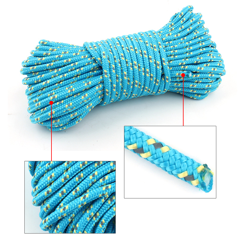 Outdoor thick reflective rope wind 10M20M50M tent rope ground nail pull rope drying canopy windproof rope 5mm