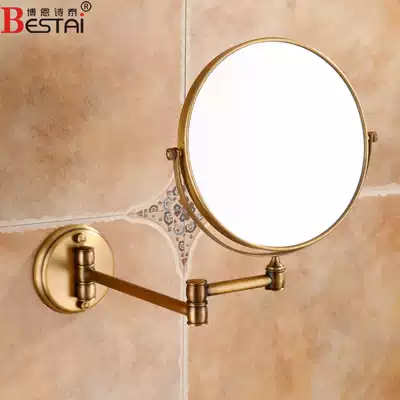 Antique European Beauty Mirror bathroom makeup mirror retractable wall double-sided mirror 8-inch magnifying Beauty Mirror