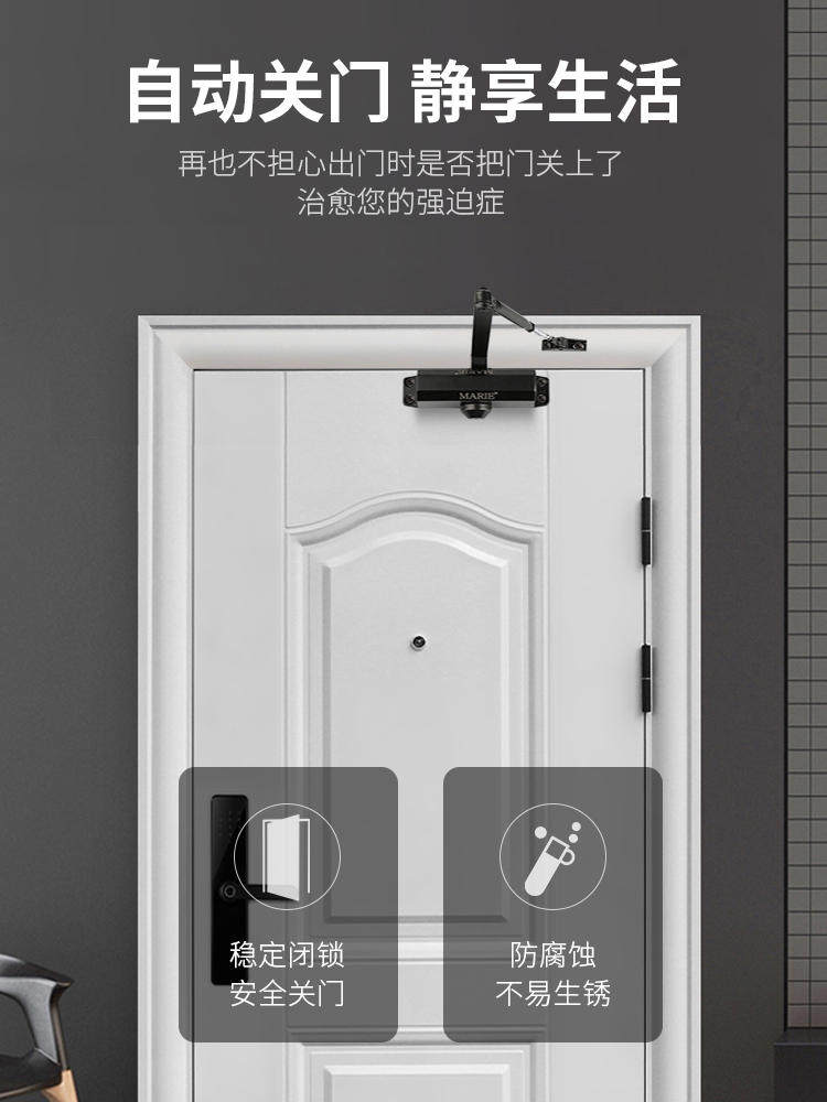 Door Closer Automatic Closing Device for Home Sliding Doors, Fire Doors, Silent Buffer Hydraulic Invisible Door Opener