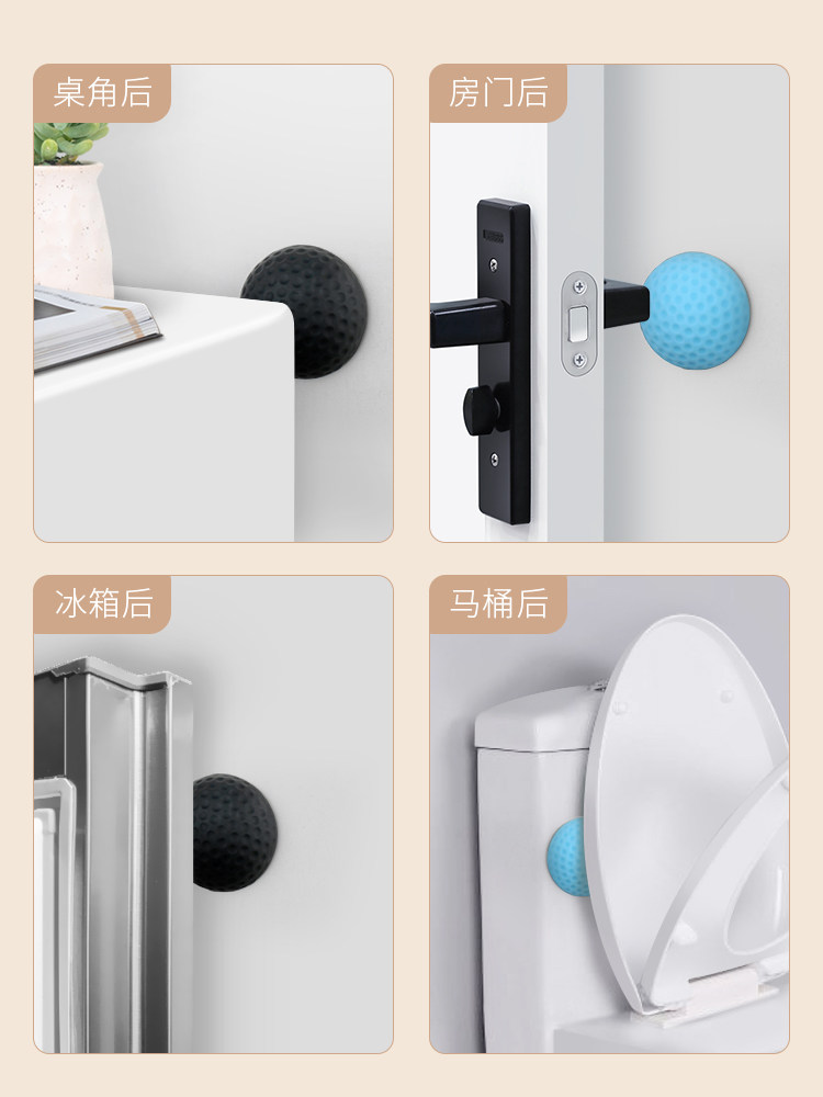 Door Stopper, No-Drill New Model, Silicone Anti-Collision Door Handle, Door Bumper, Bathroom Household Wall-Mounted Invisible Door Top