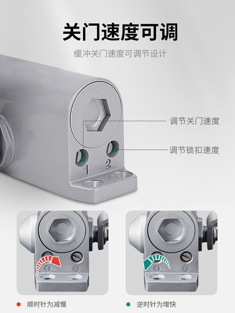 Door Closer Hydraulic Buffer Automatic Door Closing Device for Home and Outdoor Doors, Fire Door Damper Spring