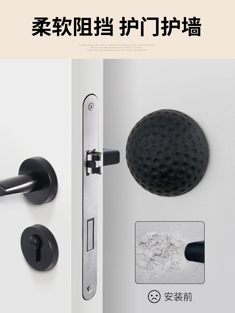 Door Stopper, No-Drill New Model, Silicone Anti-Collision Door Handle, Door Bumper, Bathroom Household Wall-Mounted Invisible Door Top