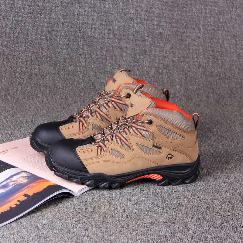 American middle bungalow high cylinder men's head layer of cow leather high-end outdoor climbing shoes steel head anti-smashing safety shoes working shoes