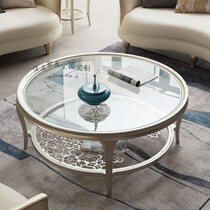 American Light Extravagant Round Tea Table Living Room Hollowed-out Coffee Table Modern Minima Solid Wood Carved Corner a few pieces of furniture customizable