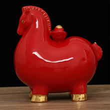 Red ceramic 12 zodiac horse ornaments, instant wealth, living room, office, foyer, home decoration