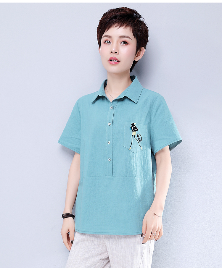 Áo thun nữ tay lửng ngắn nữ 2018 hè mới hè cỡ lớn cho nữ trung niên cotton Quần áo cổ bẻ - Áo phông áo phông trắng nữ