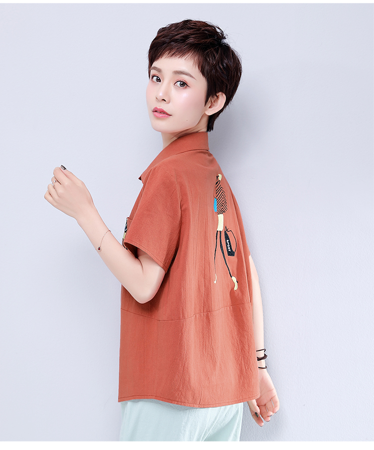 Áo thun nữ tay lửng ngắn nữ 2018 hè mới hè cỡ lớn cho nữ trung niên cotton Quần áo cổ bẻ - Áo phông áo phông trắng nữ