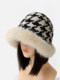 Hat Women's Winter New Houndstooth Thickened Mongolian Hat Cycling Ear Protection Coldproof Hat Warm and Showy Small Fisherman Hat