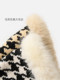 Hat Women's Winter New Houndstooth Thickened Mongolian Hat Cycling Ear Protection Coldproof Hat Warm and Showy Small Fisherman Hat