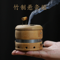 Bamboo temperature regulating hanging moxibustion pot round moxibustion box body warming moxibustion device with moxa column simple whole body portable moxibustion