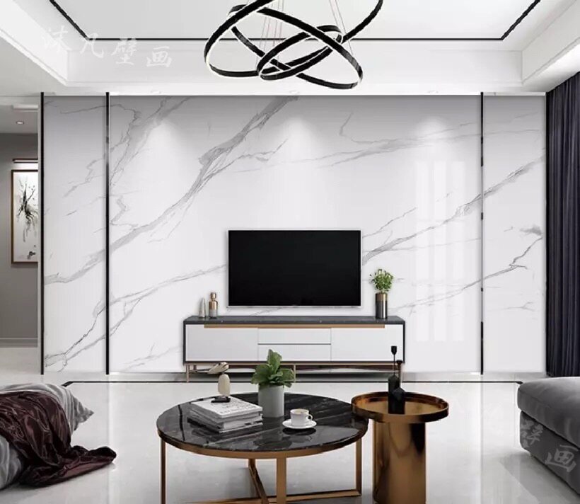 Bamboo wood fiber imitation marble gusset decorative wall panel integrated wall panel TV background wall custom living room quick installation