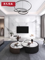 Bamboo wood fiber integrated wallboard imitation marble TV background wall custom wall panel quick-fitting living room sofa gusset